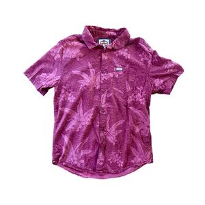 RVCA Shirt Mens Small Red Floral Button Up Andrew Reynolds Hawaiian Skate Surf
